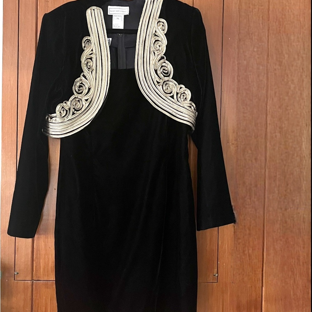Vintage 1980’s Scott McClintock Black Velvet Dress & Jacket, Large